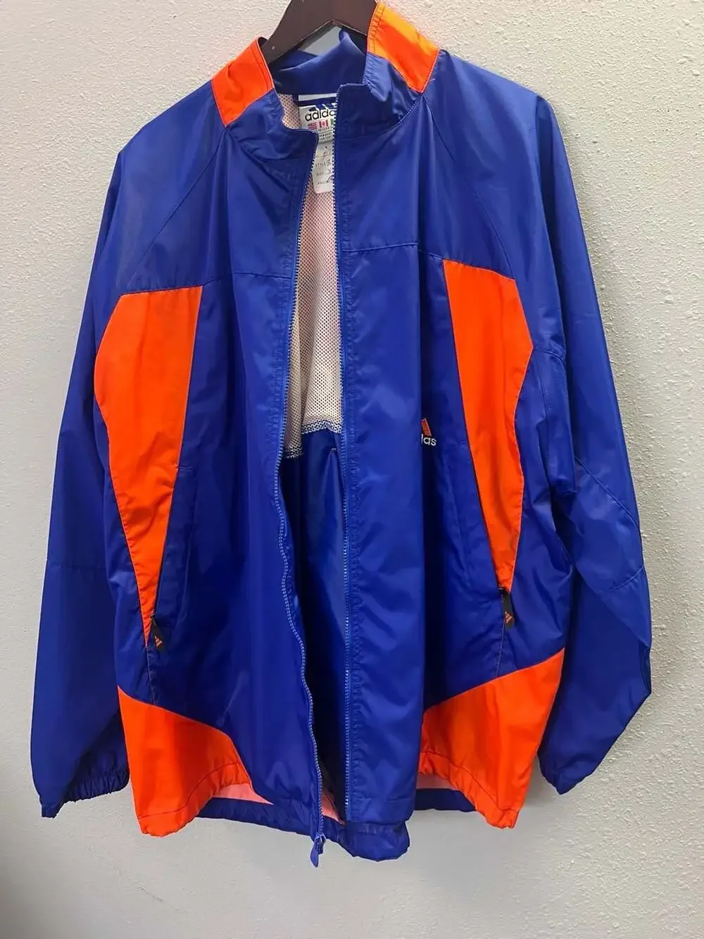 Vintage 90s Adidas Knicks Colorblock Windbreaker Jacket Size XL Blue Orange 0280